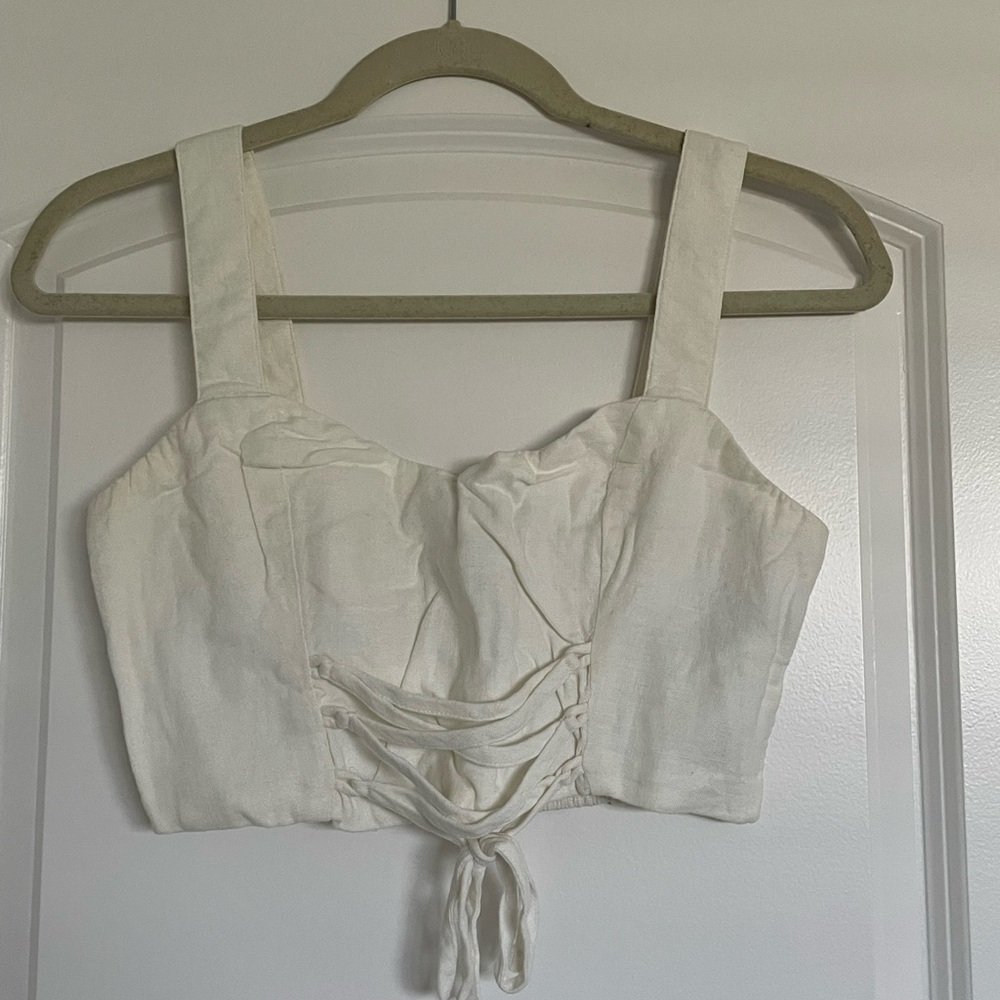 Abercrombie & Fitch Cream Linen Tank Top